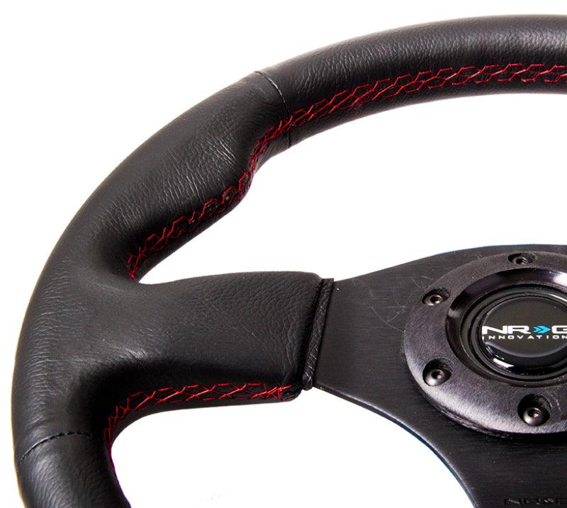 NRG Reinforced Steering Wheel (320mm) Leather w/Red Stitch - Torque Motorsport