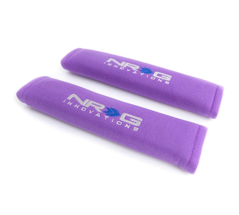 NRG Seat Belt Pads 2.7in (Wide) X 11in - Purple(2 Piece) Short - Torque Motorsport