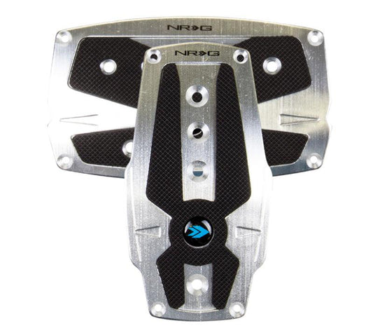 NRG Brushed Aluminum Sport Pedal A/T - Silver w/Black Rubber Inserts - Torque Motorsport