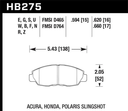 Hawk 98-00 Civic Coupe Si/01-06 Civic DX/EX/GX/HX/LX (Non Hatchback) HPS Street Front Brake Pads - Torque Motorsport