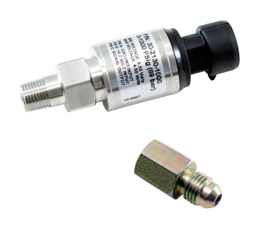 AEM 1000 PSIg Stainless Sensor Kit - 1/8in NPT Male Thread to -4 Adapter - Torque Motorsport