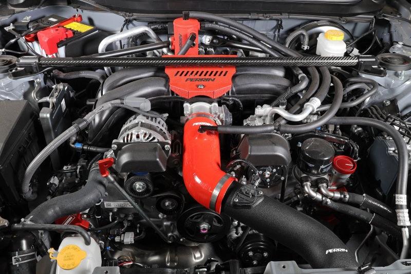 Perrin 22-23 Subaru BRZ/Toyota GR86 Silicone Inlet Hose (3in. ID / SS Wire) - Red - Torque Motorsport