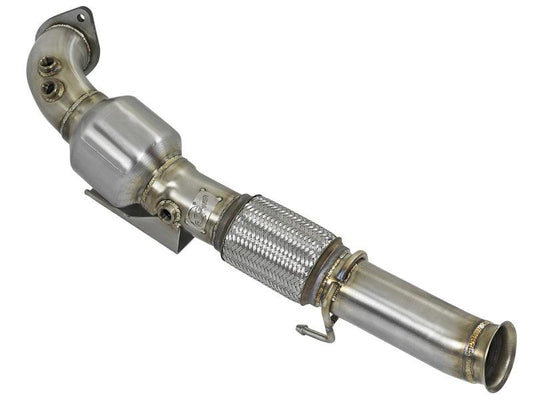 aFe Twisted Steel 3in. 304 SS Catted Series Downpipe 16-18 Ford Focus RS I4-2.3L (t) - Torque Motorsport