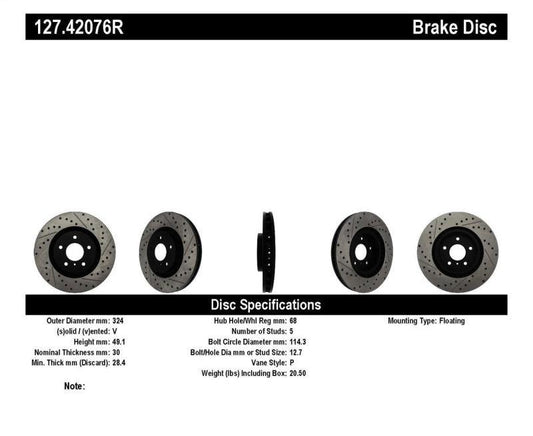 StopTech Slotted & Drilled Sport Brake Rotor - Torque Motorsport