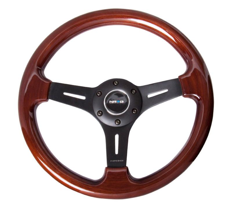 NRG Classic Wood Grain Steering Wheel (330mm) Wood Grain w/Matte Black 3-Spoke Center - Torque Motorsport