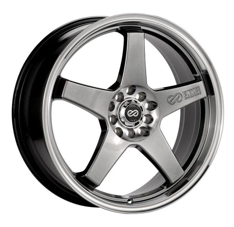 Enkei EV5 17x7 4x100/108 45mm Offset 72.6 Bolt Diameter Hyper Black w/ Machined Lip Wheel - Torque Motorsport