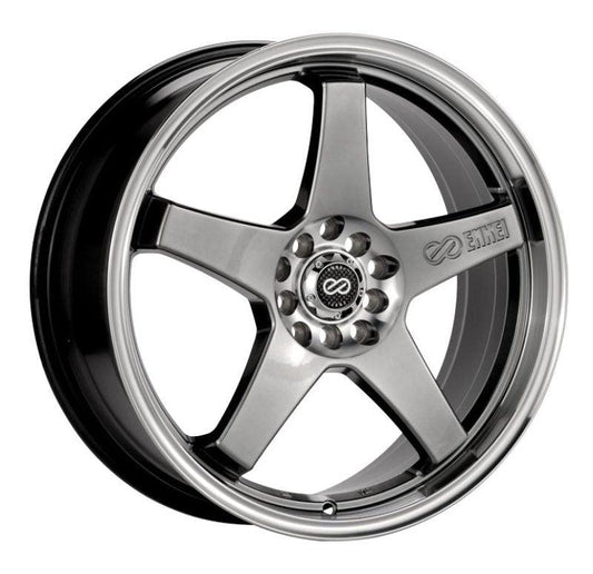 Enkei EV5 17x7 4x100/114.3 45mm Offset 72.6 Bore Diameter Hyper Black w/ Machined Lip Wheel - Torque Motorsport