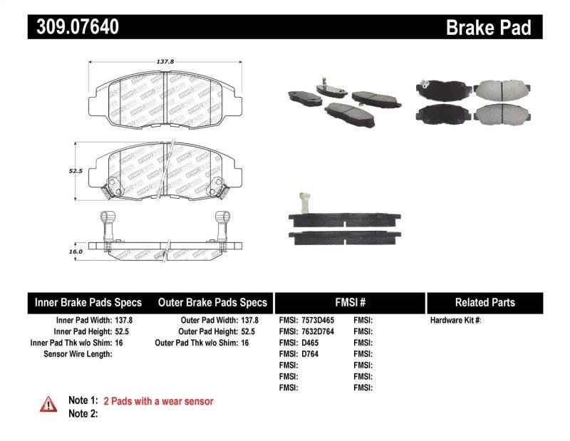 StopTech Performance 98-02 Honda Accord Coupe/Sedan 4cyl Rear Drum/Disc Front Brake Pads - Torque Motorsport