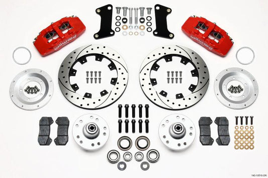 Wilwood Dynapro 6 Front Hub Kit 12.19in Drilled Red 67-69 Camaro (*Line Kit Needed*) - Torque Motorsport