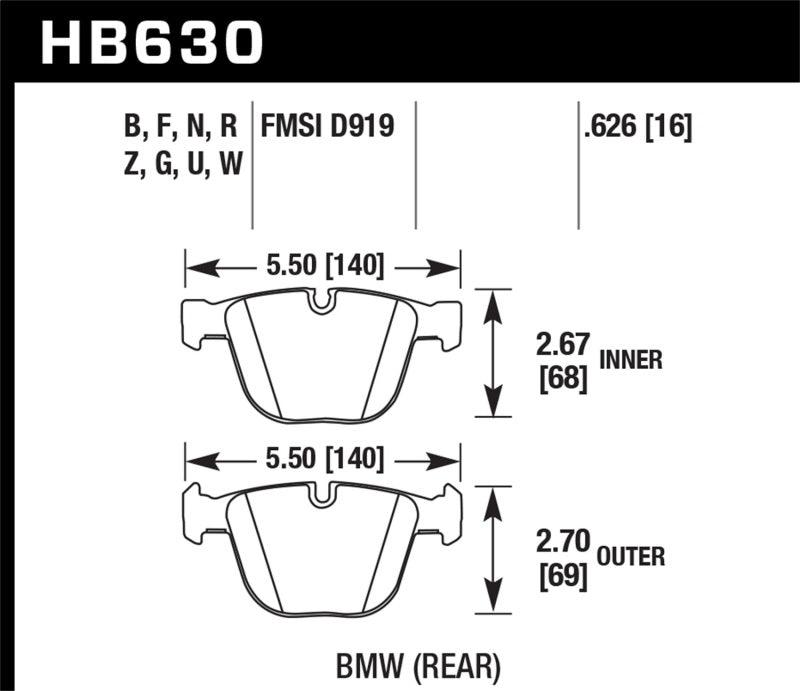 Hawk 04-10 BMW 535i/545i/550i / 04-10 645Ci/650i/02-09 745i/745Li/750 Perf Ceramic Street Brake Pads - Torque Motorsport