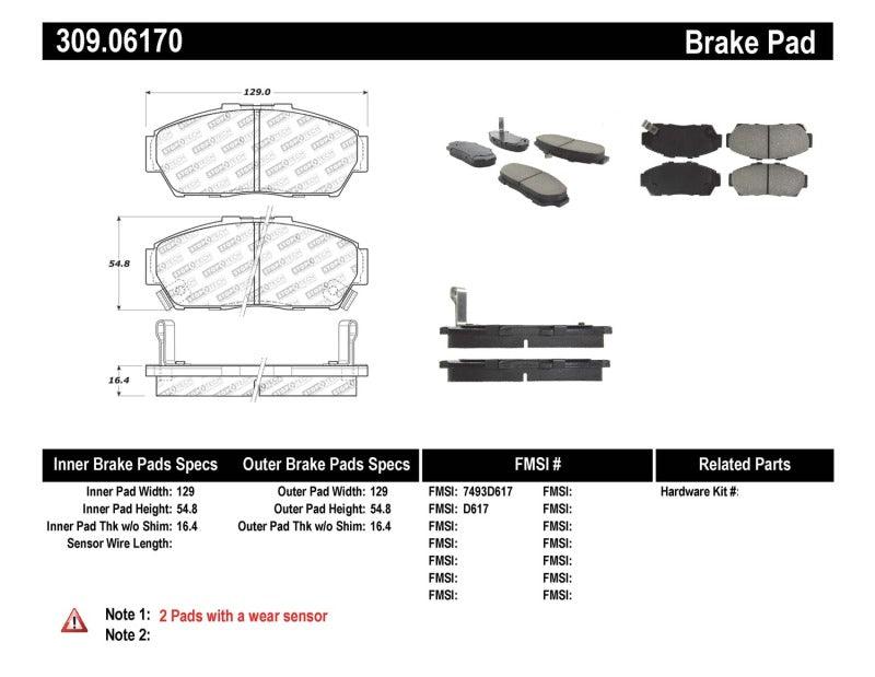 StopTech Performance 93-95 Honda Civic Coupe / 94-95 Civic Hatchback/Sedan Front Brake Pads - Torque Motorsport