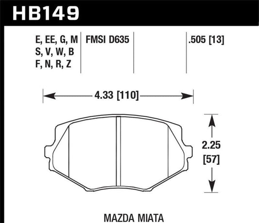 Hawk 94-05 Miata / 01-05 Normal Suspension HP+ Street Front Brake Pads (D635) - Torque Motorsport