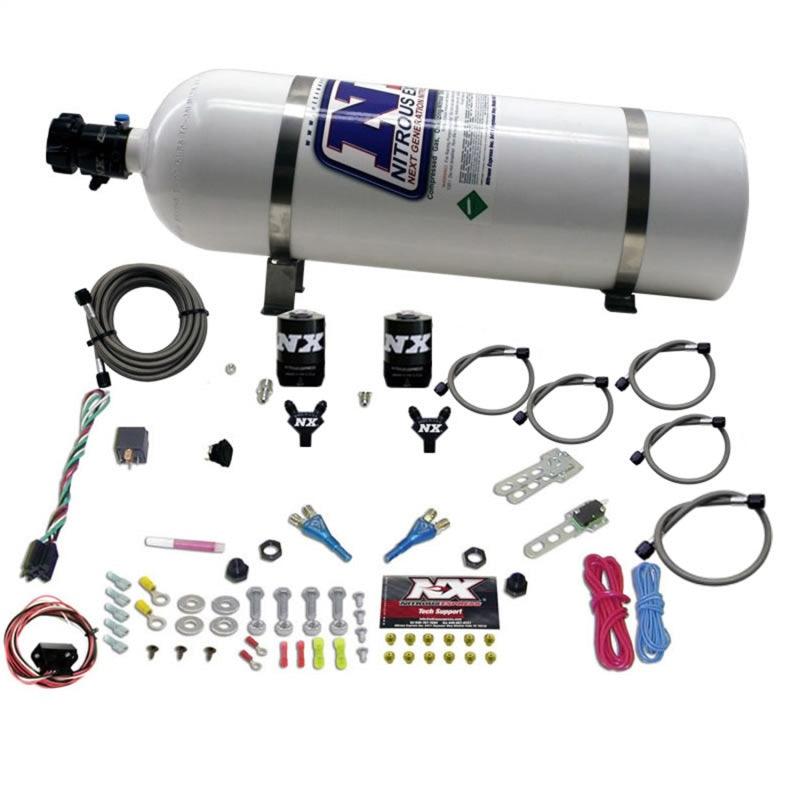 Nitrous Express 03-18 Nissan 350Z/370Z Dual Nozzle (35-150HP) w/15lb Bottle - Torque Motorsport