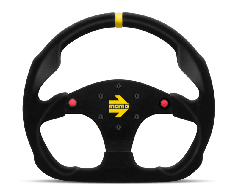 Momo MOD30 Buttons Steering Wheel 320 mm - Black Suede/Black Spokes/1 Stripe - Torque Motorsport