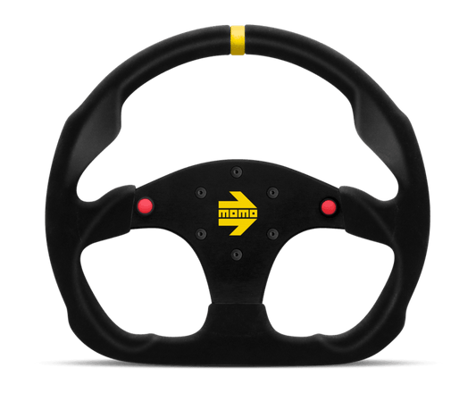 Momo MOD30 Buttons Steering Wheel 320 mm - Black Suede/Black Spokes/1 Stripe - Torque Motorsport