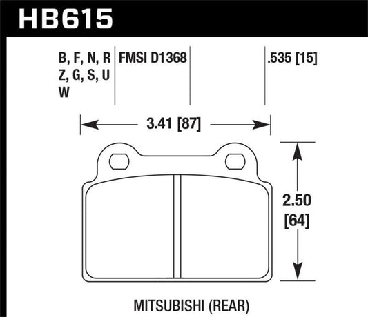 Hawk 2008-2014 Mitsubishi Lancer Evo (1-piece front rotor) High Perf. Street 5.0 Rear Brake Pads - Torque Motorsport