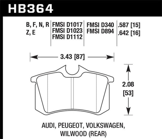 Hawk 97-04 Audi A4/00-03 A6/00-02 S4/00-06 TT / 02-04 VW Golf GTI Rear Blue 9012 Race Brake Pads - Torque Motorsport