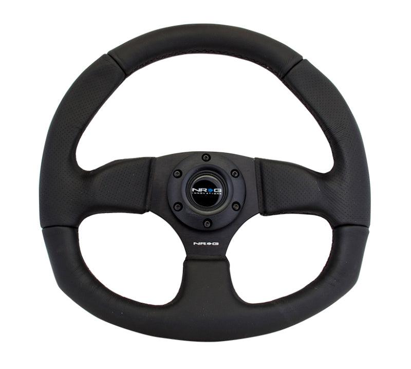 NRG Reinforced Steering Wheel (320mm Horizontal / 330mm Vertical) Leather w/Black Stitching - Torque Motorsport