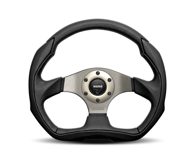 Momo Eagle Steering Wheel 350 mm - Black Leather/Anth Spokes - Torque Motorsport