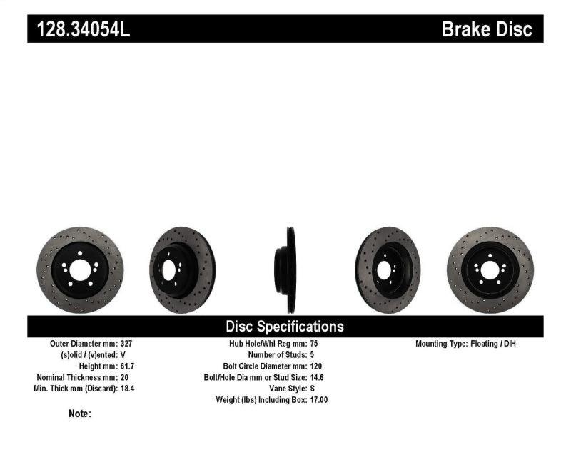 StopTech 01-07 BMW M3 (E46) / 00-04 M5 (E39) Drilled Left Rear Rotor - Torque Motorsport