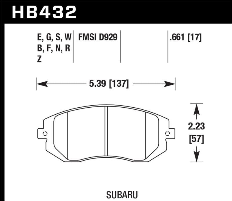 Hawk 03-05 WRX / 08 WRX D929 DTC-60 Race Front Brake Pads - Torque Motorsport