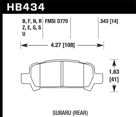 Hawk 2004-2006 Subaru Baja Sport HPS 5.0 Rear Brake Pads - Torque Motorsport