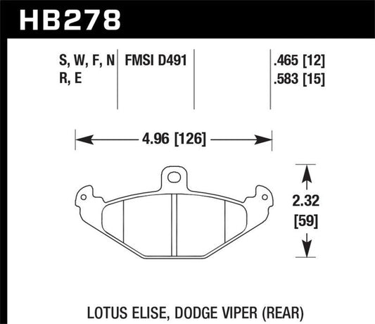 Hawk 05 Lotus Elise HP+ Street Rear Brake Pads - Torque Motorsport