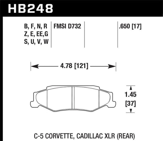 Hawk 2008-2009 Cadillac XLR Platinum HPS 5.0 Rear Brake Pads - Torque Motorsport