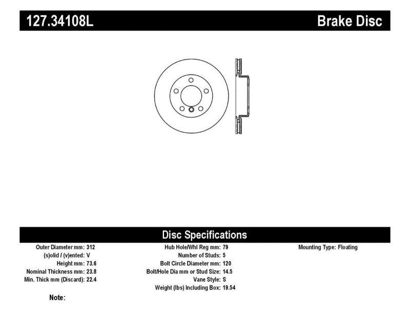 StopTech 9/07-09 BMW 328 Slotted & Drilled Left Front Rotor - Torque Motorsport