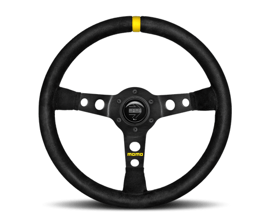 Momo MOD07 Steering Wheel 350 mm - Black Suede/Black Spokes/1 Stripe - Torque Motorsport