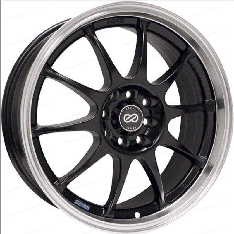 Enkei J10 15x6.5 5x100/114.3 38mm Offset 72.62mm Bore Dia Matte Black w/ Machined Lip Wheel - Torque Motorsport