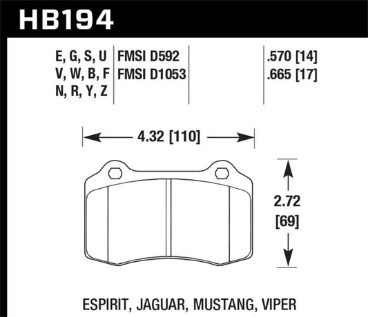 Hawk 2010 Camaro SS Performance Ceramic Street Rear Brake Pads - Torque Motorsport