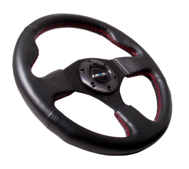 NRG Reinforced Steering Wheel (320mm) Leather w/Red Stitch - Torque Motorsport