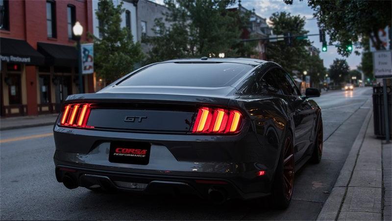 Corsa 2015 Ford Mustang GT 5.0 3in Cat Back Exhaust Black Dual Tips (Sport) - Torque Motorsport