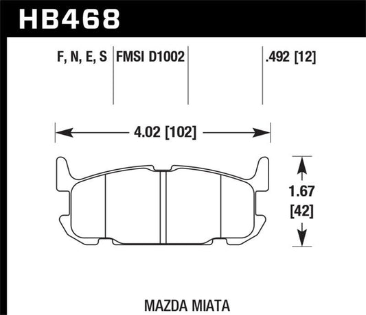 Hawk 03-05 Miata w/ Sport Suspension Blue 9012 Race Rear Brake Pads D1002 - Torque Motorsport