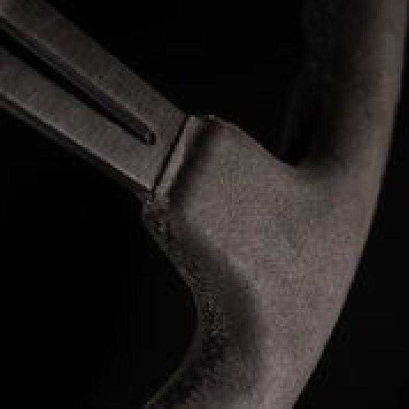 NRG Reinforced Steering Wheel (350mm / 3in. Deep) Black Leather w/ Alcantara Stitching - Torque Motorsport