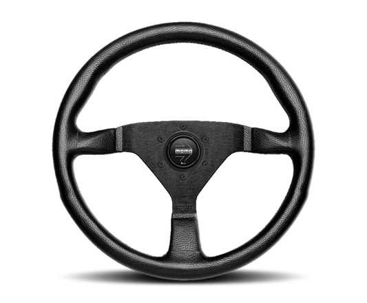 Momo Montecarlo Steering Wheel 320 mm - Black Leather/Black Stitch/Black Spokes - Torque Motorsport