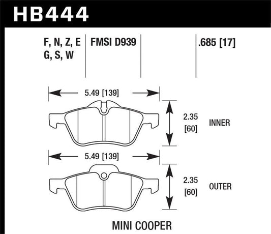 Hawk 02-06 Mini Cooper / Cooper S Performance Ceramic Street Front Brake Pads - Torque Motorsport