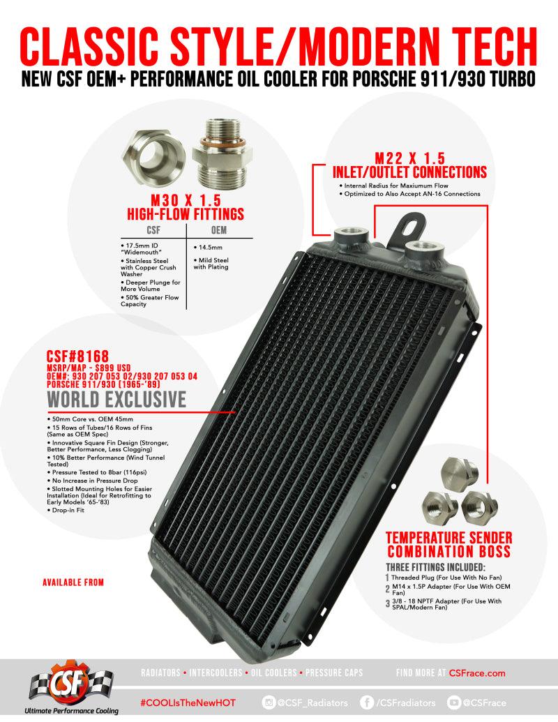 CSF 65-89 Porsche 911 / 930 OEM+ High-Performance Oil Cooler - Torque Motorsport