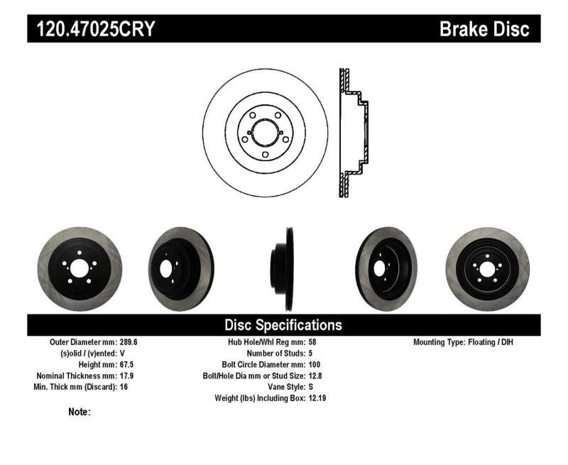 Stoptech 06-07 WRX / 05-08 LGT Rear CRYO-STOP Rotor - Torque Motorsport