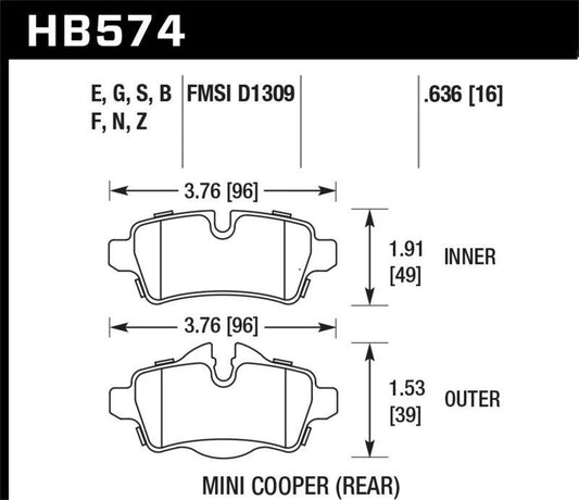 Hawk 07+ Mini Cooper HPS 5.0 Rear Brake Pads - Torque Motorsport