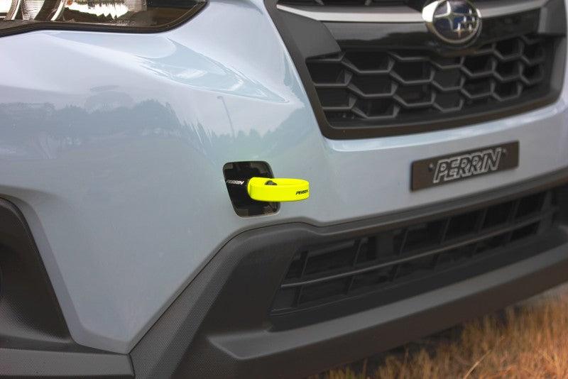 Perrin 2022 Subaru WRX / 18-21 Crosstrek / 14-21 Forester Tow Hook Kit (Front) - Neon Yellow - Torque Motorsport