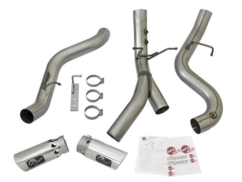 aFe Large Bore-HD 4in 409-SS DPF-Back Exhaust w/Dual Polished Tips 2017 GM Duramax V8-6.6L (td) L5P - Torque Motorsport