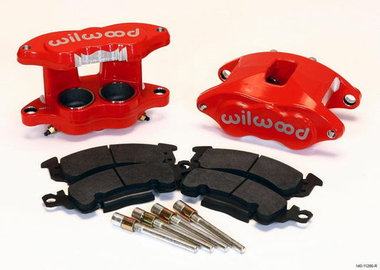 Wilwood D52 Front Caliper Kit - Red 2.00 / 2.00in Piston 1.28in Rotor - Torque Motorsport