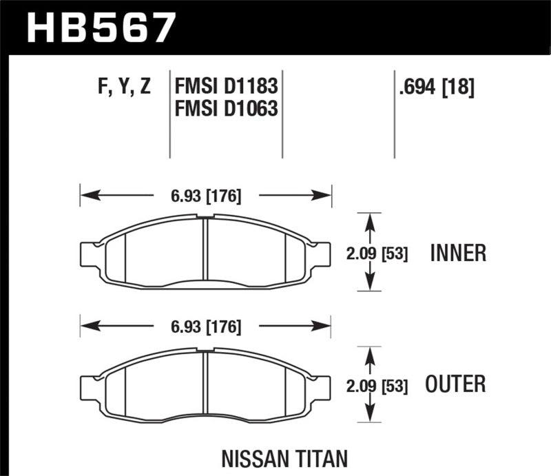 Hawk 04-06 infiniti QX56 / 05-06 Armada / 04 Pathfinder / 04-07 Titan LTS Street Front Brake Pads - Torque Motorsport