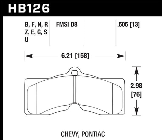 Hawk 1967-1968 Chevy Camaro Z28 (w/4w Disc Brakes) HPS 5.0 Front Brake Pads - Torque Motorsport