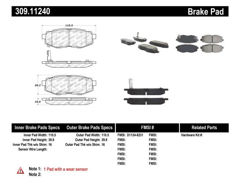 StopTech Performance 06-10 Subaru Legacy Sedan/Outback/13 BRZ / 13 Scion FR-S Rear Brake Pads - Torque Motorsport