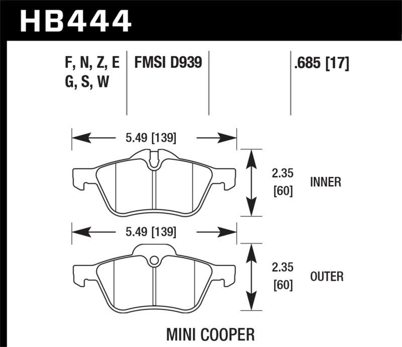 Hawk 02-06 Mini Cooper / Cooper S HPS Street Front Brake Pads - Torque Motorsport