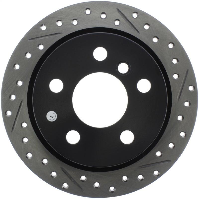 StopTech 14-15 Mini Cooper Base Slotted & Drilled Rear Left Rotor - Torque Motorsport