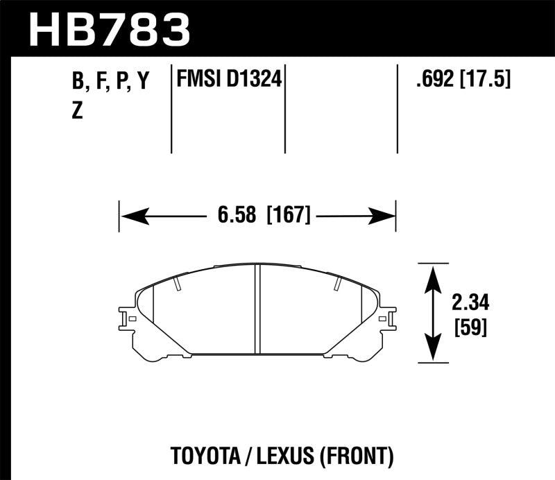 Hawk 08-16 Toyota Highlander LTS Street Front Brake Pads - Torque Motorsport